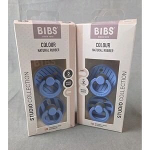 2 Bibs Colour Studio Soother 2 Packs Round Nipple Pacifier BPA Free Blue
